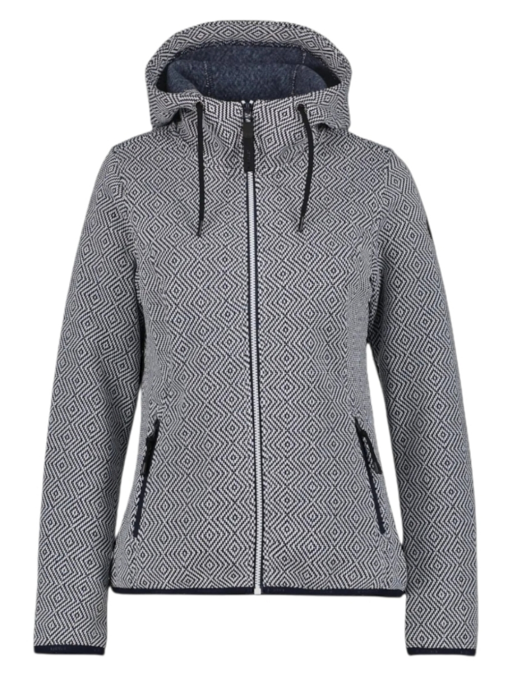 Icepeak By Luhta Finnish Geometric Pattern Zip Hoodie - Navy And White XL